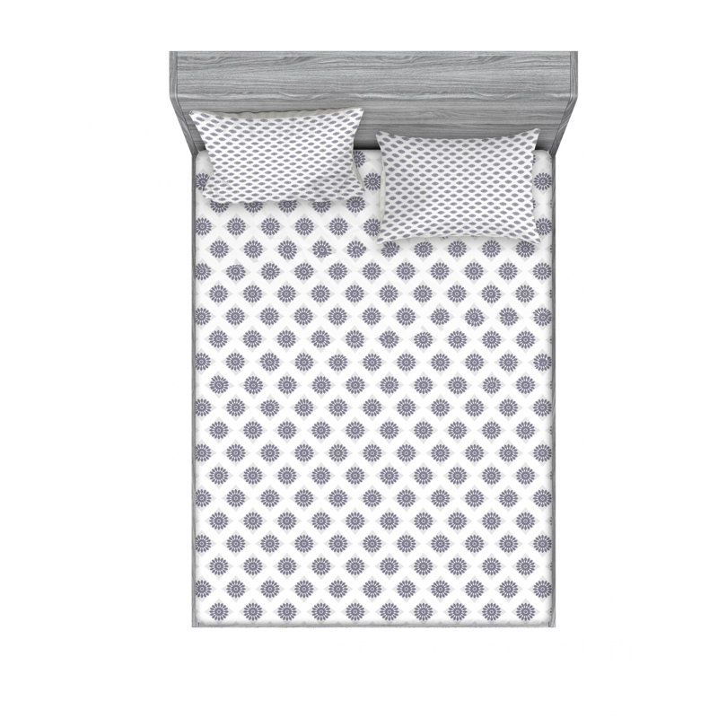 Microfiber Sheet Set, Full/Double Sheet Set with Fitted Sheet, Geometric 1