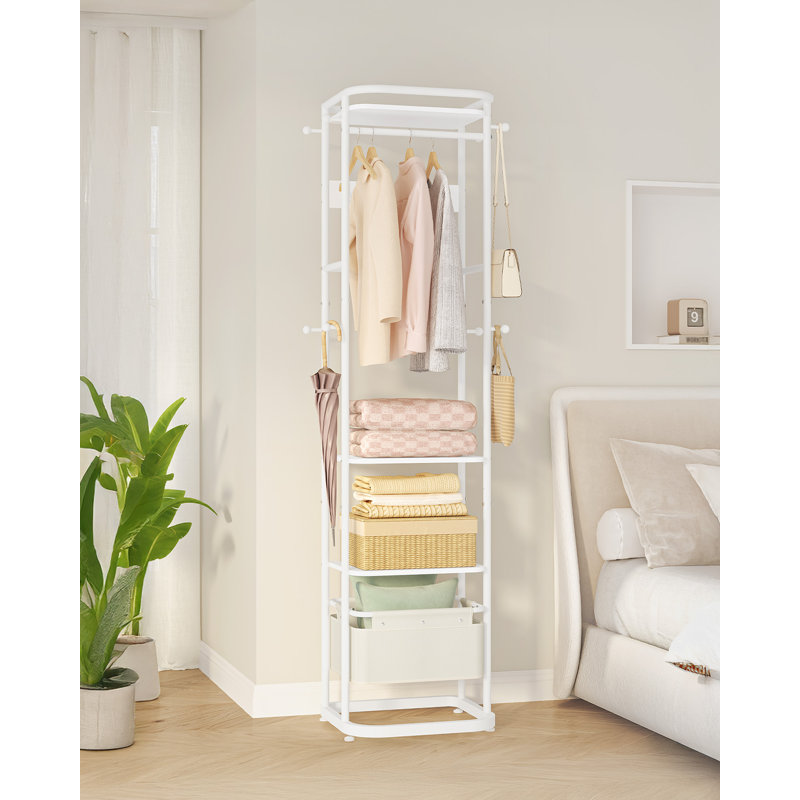 Coat Stand, Wooden Coat Rack with 3 Shelves and 11 Hooks, Freestanding Clothing Tree Hall Organiser, for Scarves, Shoes, for Bedroom, Hallway, Living Room