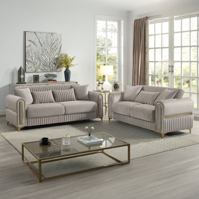 Duron 2PC Living Room Set Beige