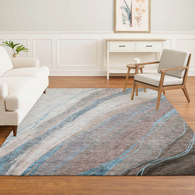 Premium Machine Washable Mayfield AMF2036 Swirls Rug