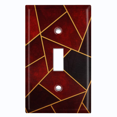 Couvercle de plaque d'interrupteur en métal; Bascule de taille standard 2 US - motif de carreaux rouges