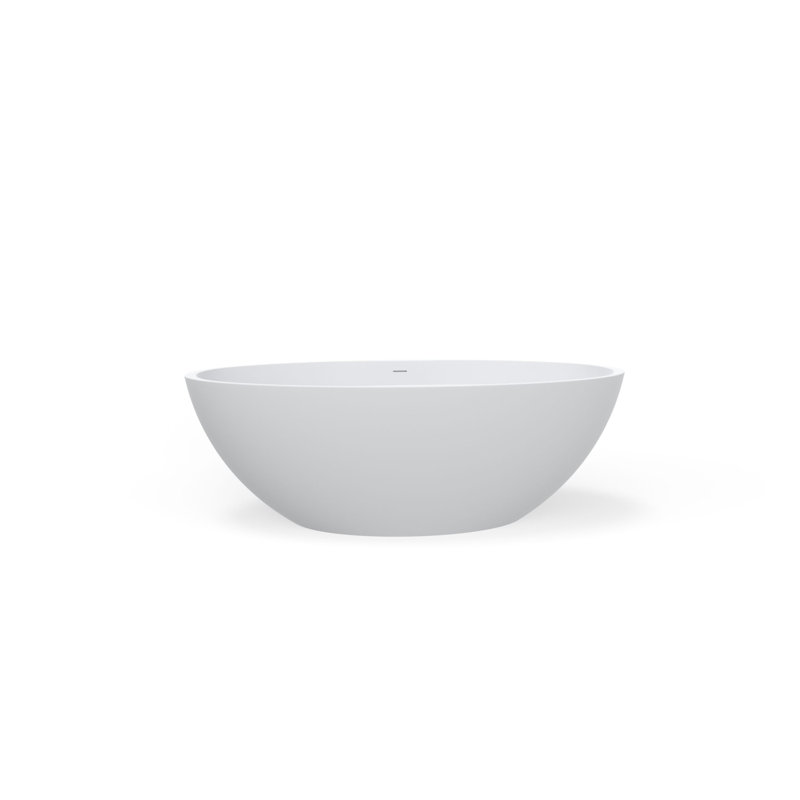 Badeloft 66.1" x 31.5" Freestanding Soaking Stone Resin Bathtub with Overflow and Drain BW-04-XL-M in Matte White