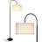 Nora 68 in. Mid-Century Modern Adjustable LED Arched Floor Lamp with Fabric Drum Shade