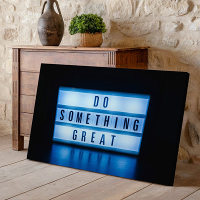 Canvas A Vibrant Neon Sign Featuring The Phrase Do Something Great Wall Art Illuminated In A Striking Electric Blue Hue Against A Deep Canvas Wall Art
