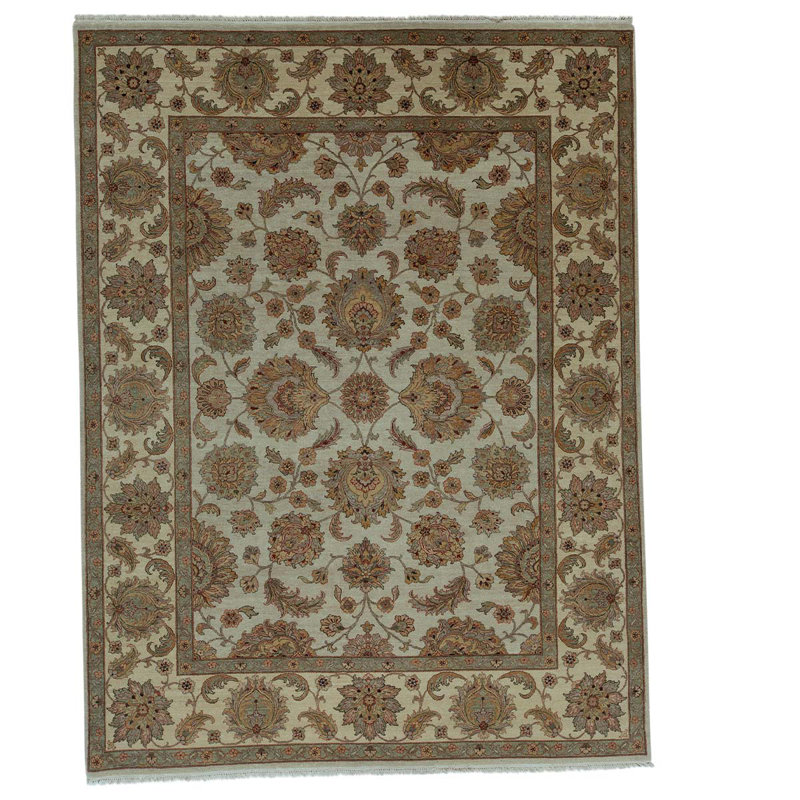 Tapis brun / gris / bleu noué à la main
