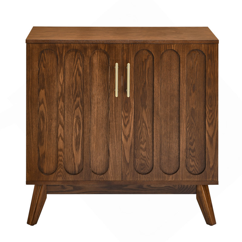 Mid Century Modern Fluted Sideboard Cabinet With Adjustable Shelves & Solid Wood Legs, Buffet Cabinet With Storage, Storage Cabinet For Living Room, Entryway, Hallway, Dining Room, Kitchen