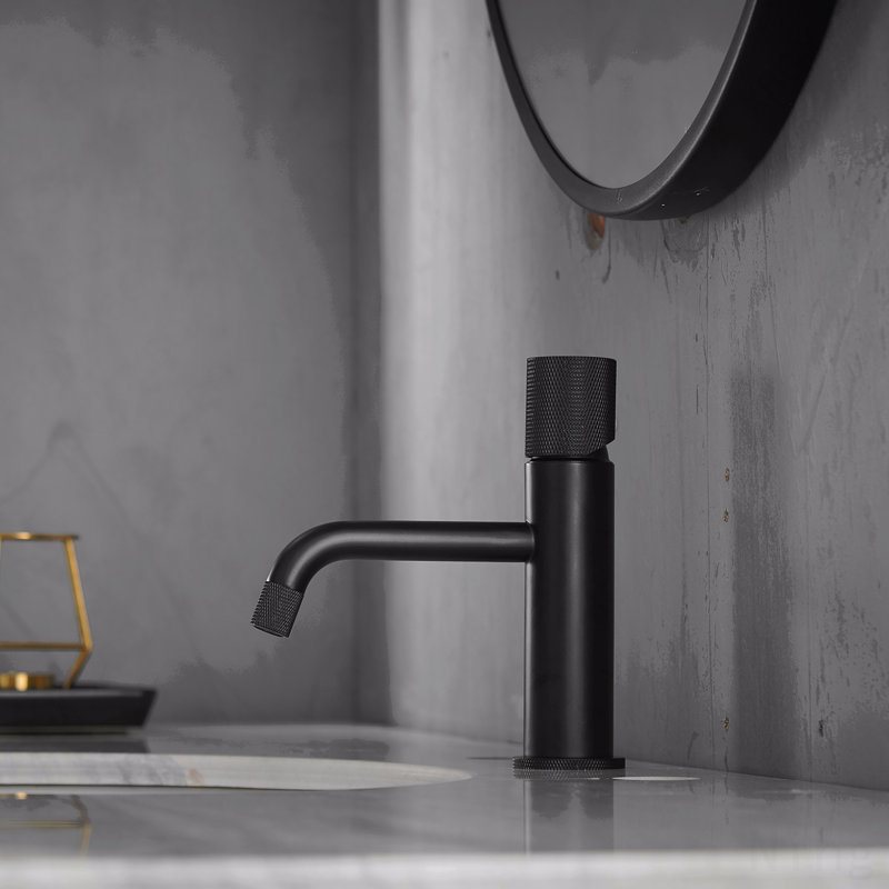 Robinet de lavabo de salle de bain noir moderne et moderne, robinet d'eau chaude et froide