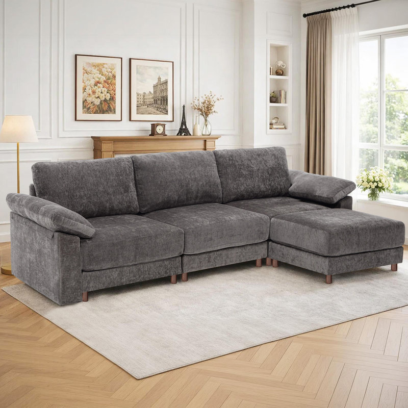 Causeuse moderne et confortable pour salon modulaire, Gris chenille