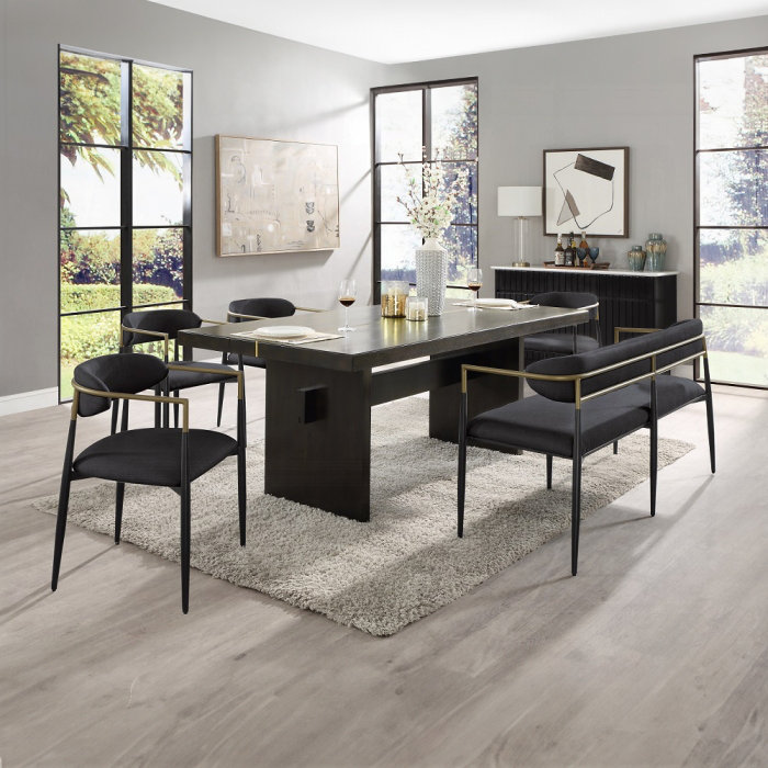 Banc ACME Jaramillo, chenille noire et finition noire, Noir