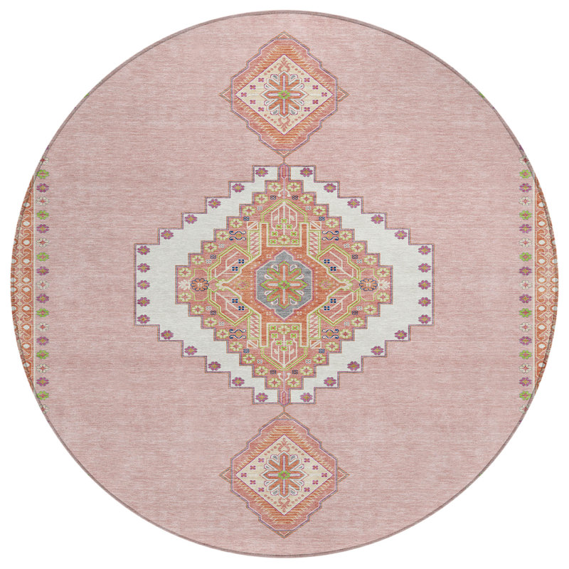 Tapis intérieur / extérieur rose Elira , 8 pi x 8 pi
