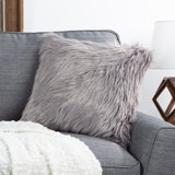 Solid Colour Faux Fur Throw Pillow