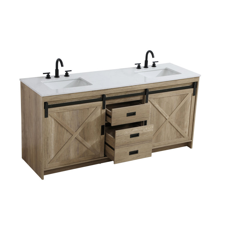 Meuble-lavabo double 72 po Boden, Chêne naturel