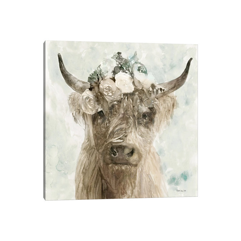 Cow and Crown II 1 Piece Wall Art on Canvas, 30.48 cm H x 30.48 cm W, Wrapped Canvas