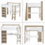 Lit mezzanine double en bois avec tablettes de rangement intégrées, portemanteaux et bureau-1452085976