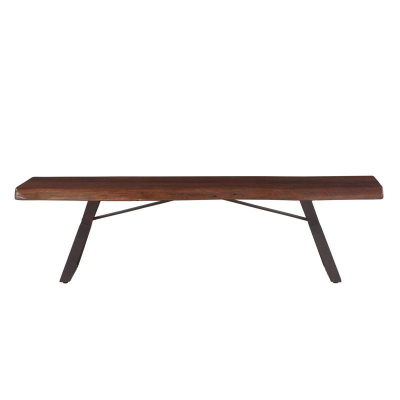 London Loft Solid Wood Dining Bench, Walnut/Antique Zinc, 18.5" H x 90" W x 18" D