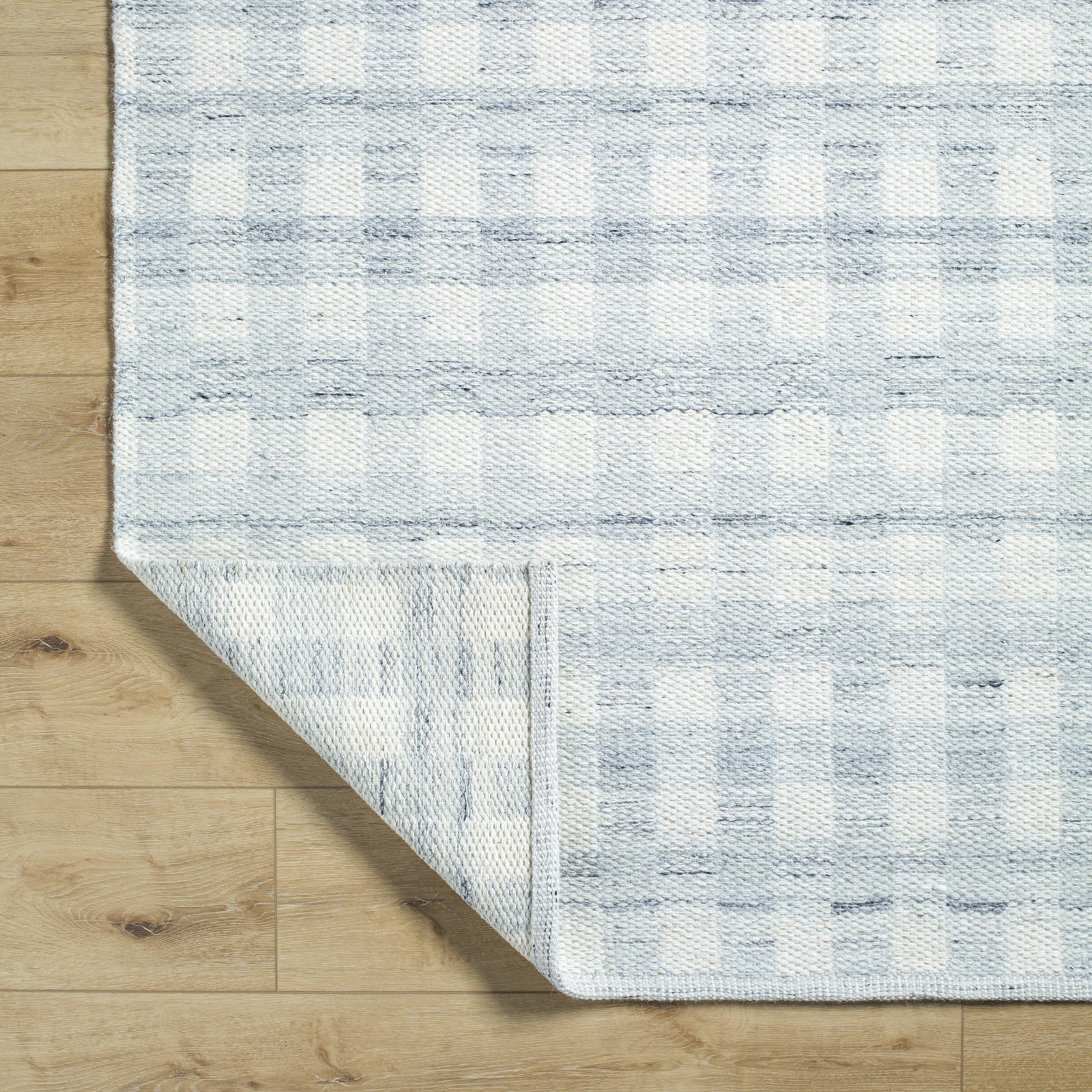 Lavande Hand-Woven Plaid Gray Rug, Runner 2'6" x 8'