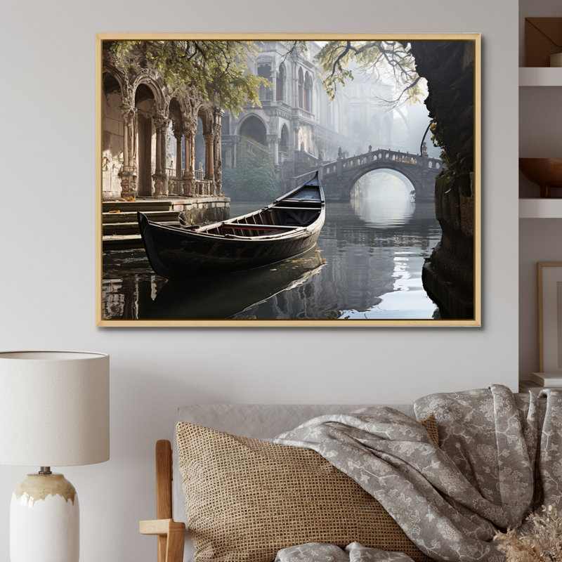Canal Canal Mystical Graphite - imprimé, H 30 po x l 40 po, Cadre naturel flottant