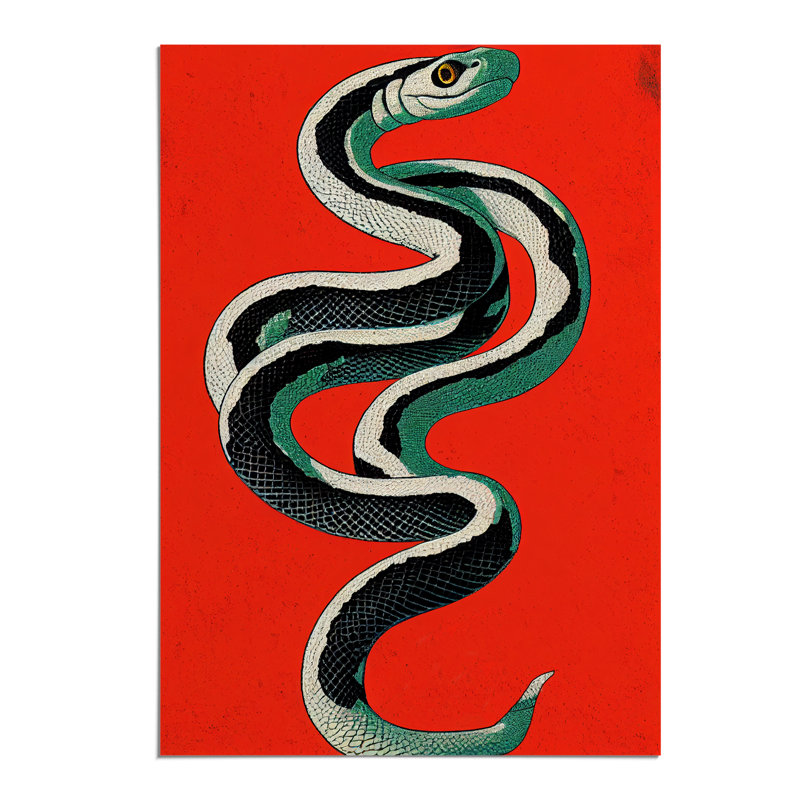 Painted Snake No.2 Abstract - Wall Art, 29.7cm H x 21cm W, Paper, No Matte