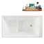 Baignoire autoportante 51 po en acrylique blanc brillant avec plateau en bambou Streamline-103682455