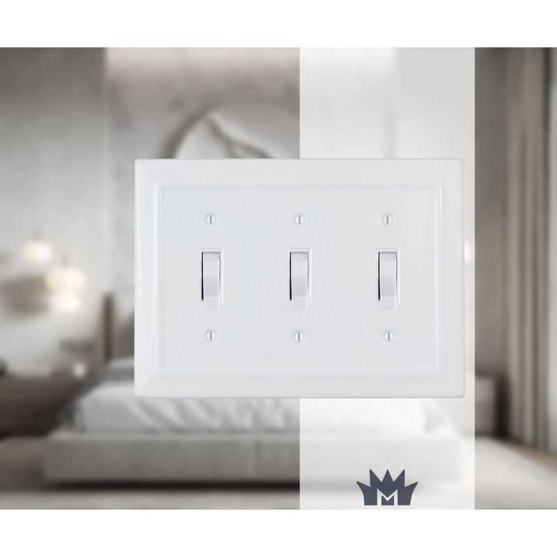 Architectural 3 - Gang Toggle Light Switch Standard Wall Plate, Classic White