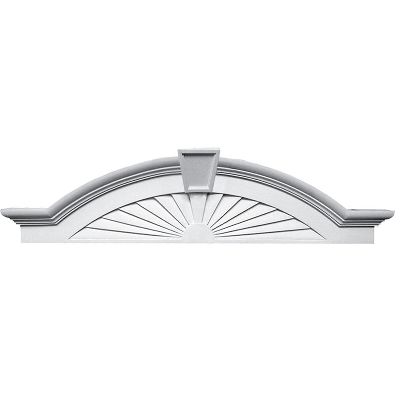 Ekena Millwork 68-1/8 in. x 6-1/8 in. x 17-3/8 in. Elliptical Sunburst with Trim Pediment