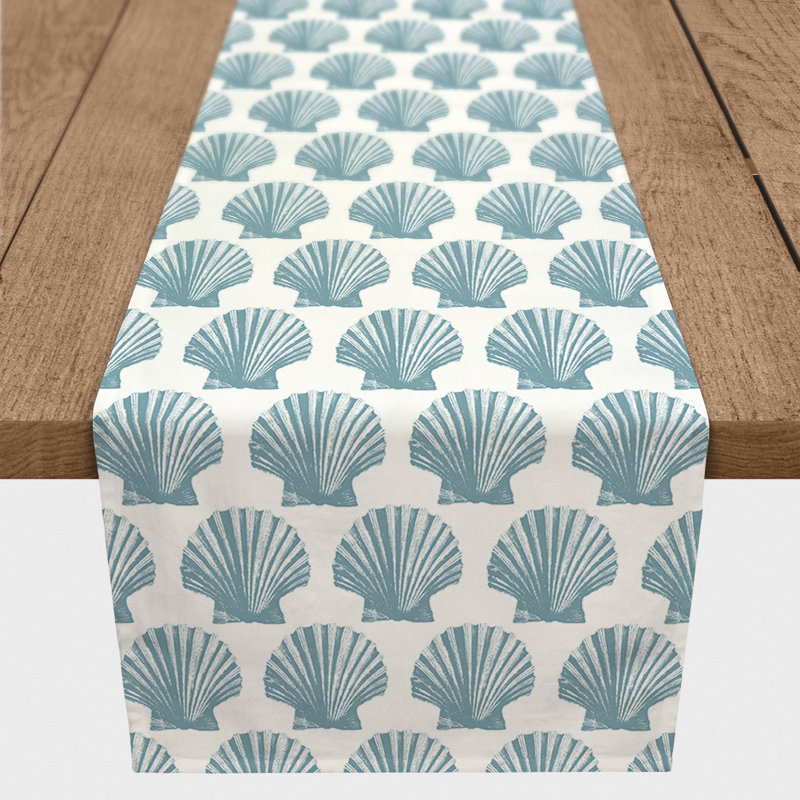 Chemin de table géométrique Amaya, L 72 po x l 16 po, Bleu turc