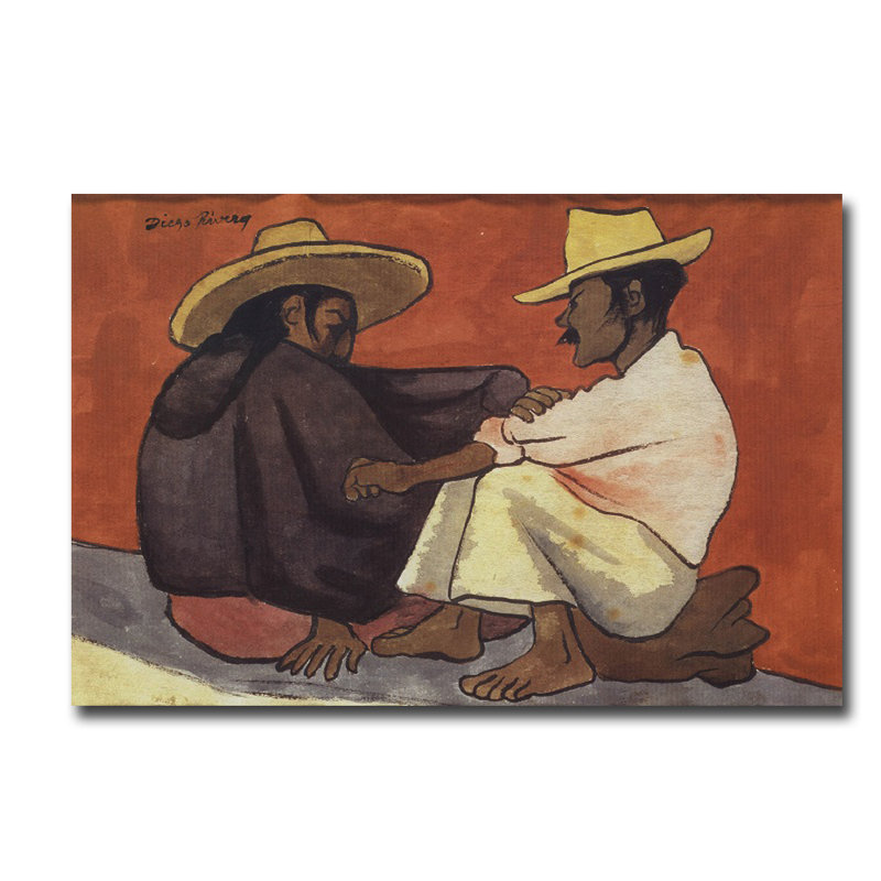 « pareja indigena » par diego rivera, reproduction sur toile tendue