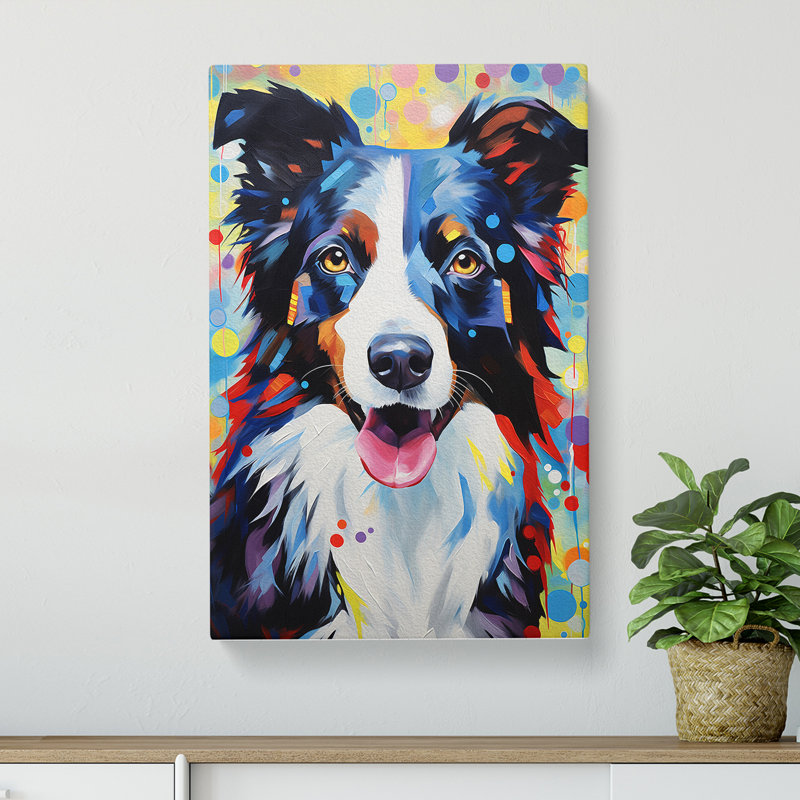 Border Collie Orphism - Wrapped Canvas, 50cm H x 35cm W x 3cm D
