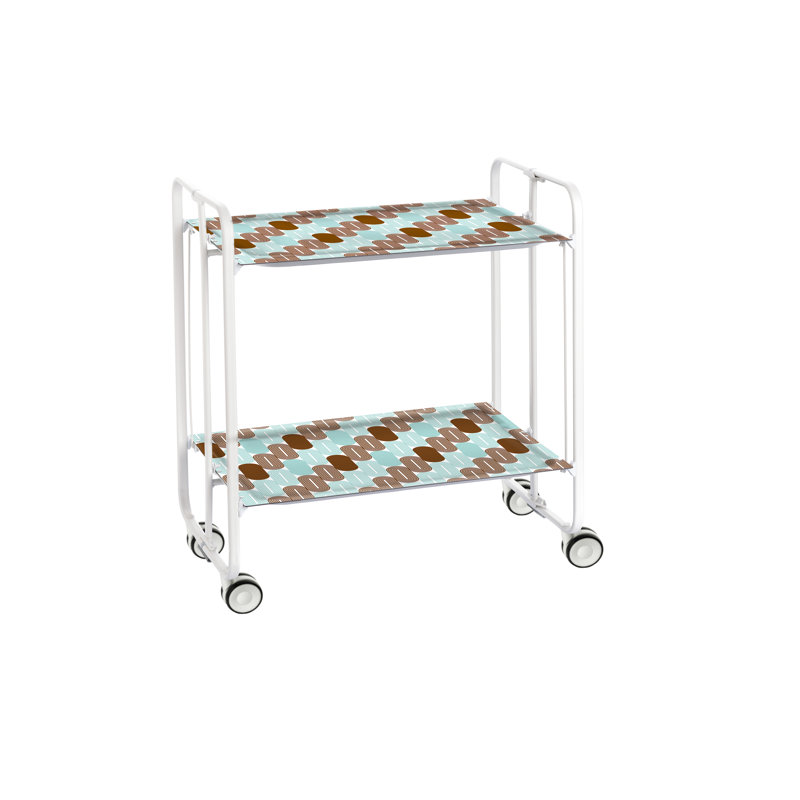 Yates Serving Cart, Teal, White