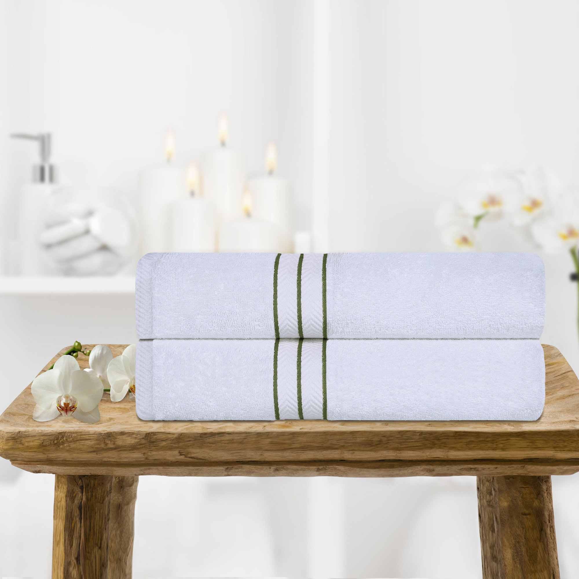Josann Highly Absorbent 800 GSM Turkish Cotton Bath Towels, Forest Green