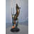 Valleystone Two dolphins with fish, table top bronze statue. -  Size: 8"L x 8"W x 22"H. 