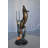 Valleystone Two dolphins with fish, table top bronze statue. -  Size: 8"L x 8"W x 22"H.