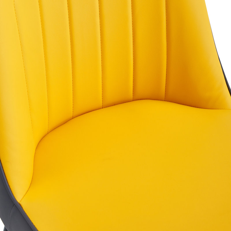 2 chaises de salle à manger, fusion orange jaune et gris foncé, sièges confortables en cuir d'unité centrale, pieds en métal pour la durabilité, différentes pièces, installation simple de 2 sièges modernes gris, sièges et structure