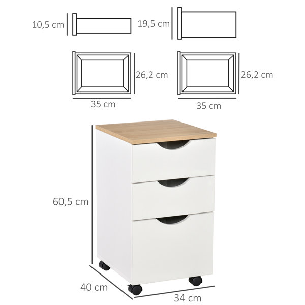 Bretagne 13.5'' Wide 3 - Drawer Filing Storage Cabinet