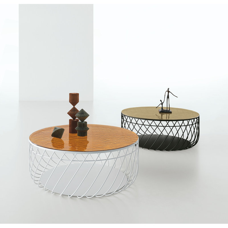 Datril Coffee Table, White, Bronze