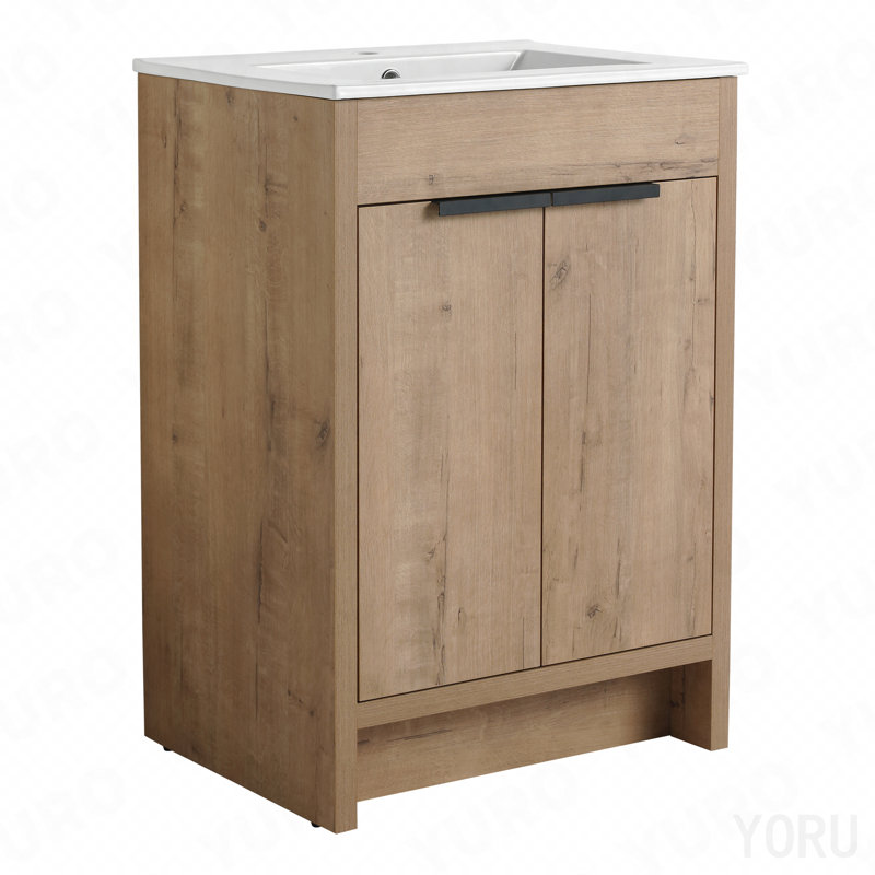Meuble-lavabo autoportant 24 po 2 portes à fermeture en douceur ((Kd-Packing), meuble-lavabo seulement sans comptoir