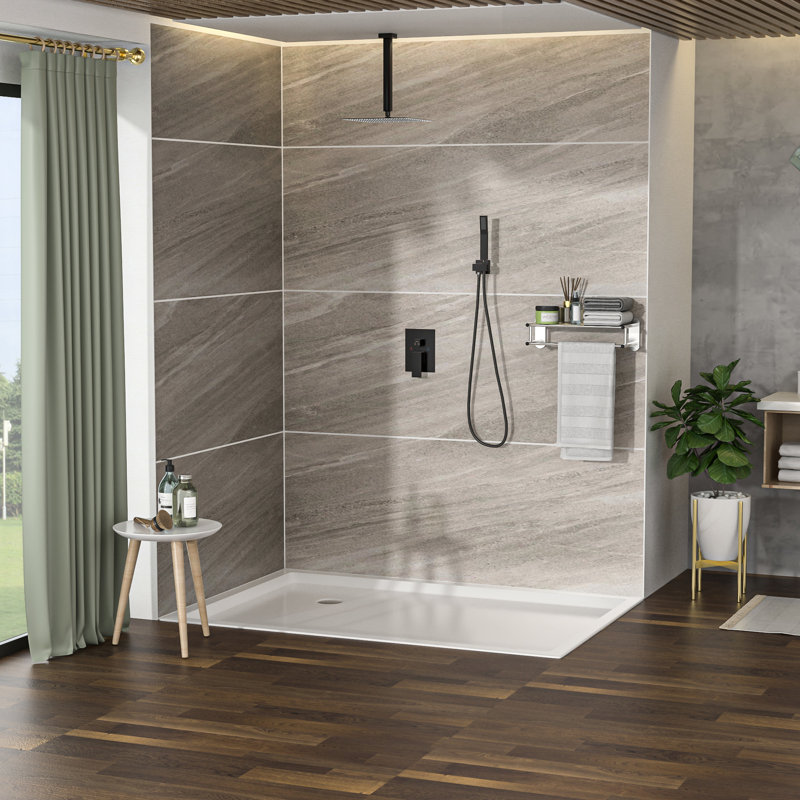 Ceiling Mounted Dual Shower - Oil Rubber Bronze Adjustable Spray Pattern 10 Inch Mount Head With -balanced Valve, Matte Black