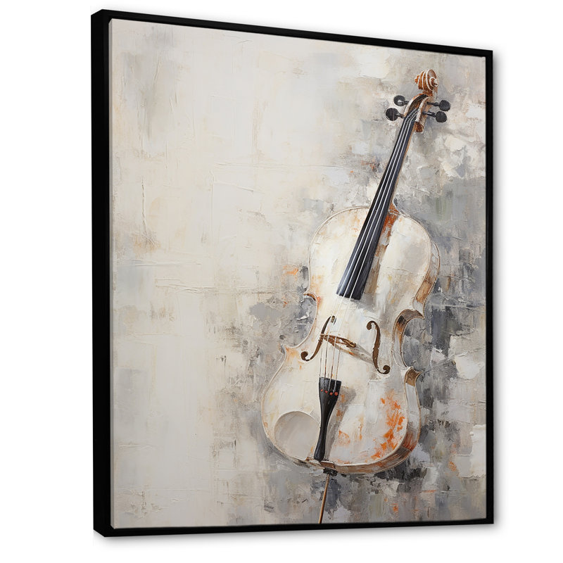 Minimalisme blanc, musique violon - musique encadrée, Cadre flottant noir, H 40 po x l 30 po x P 1,5 po