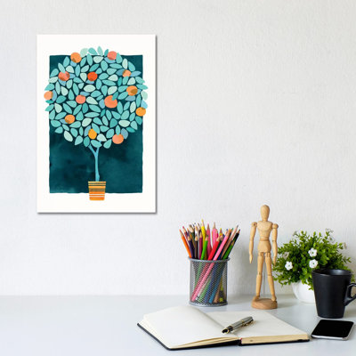 Orange Tree At Midnight by Modern Tropical - Wrapped Canvas Painting