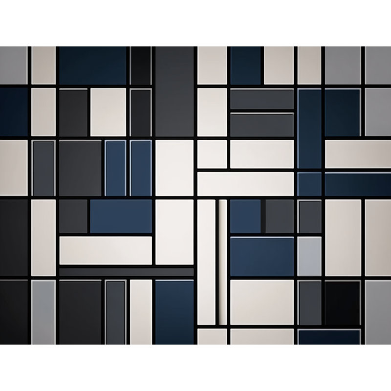Rideau de douche Mondrian - décor de salle de bain moderne, H 73 po x l 70 po
