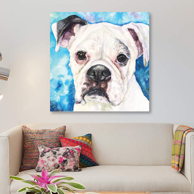 « white boxer ii », reproduction sur toile, H 12 po x l 12 po x P 0,75 po, Toile tendue, Pas de tapis