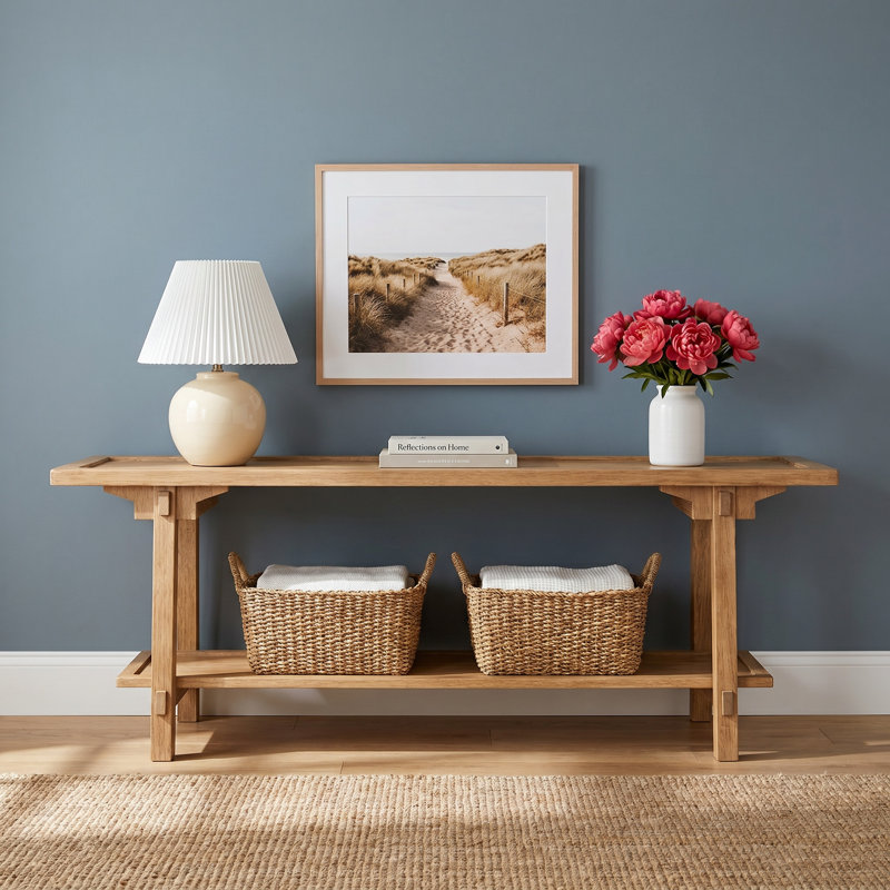 Larisa Frony Console Table-Distressed Light Oak