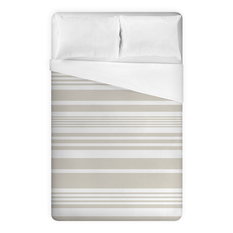 Color Stripes Coastal Polyester Striped Duvet Cover, Full/Queen, Beige