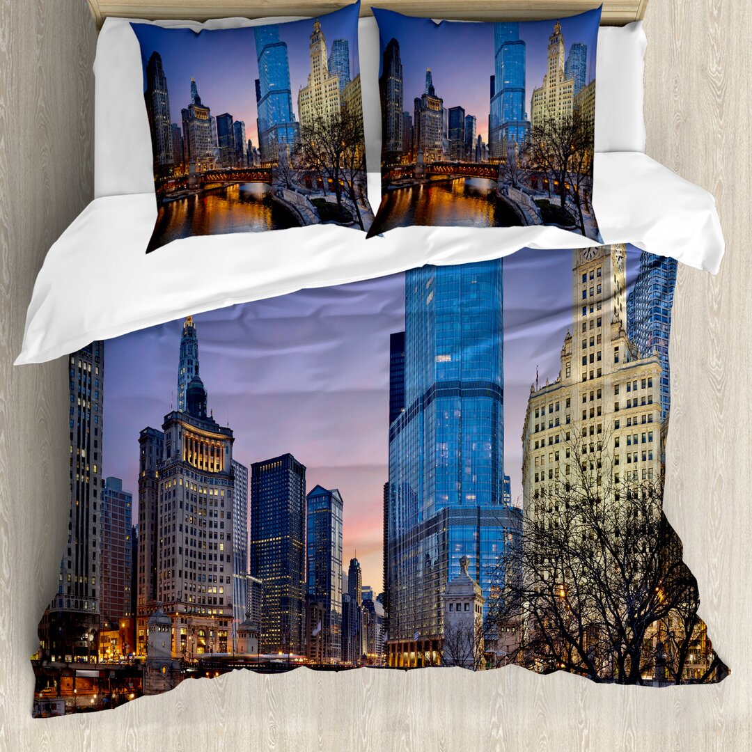 Bettbezug Set, Chicago River Scenery, Landschaft, Mehrfarbig