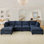 Canapé modulaire à 4 places avec 2 repose-pieds et canapé-lit en chenille Comfy Cloud