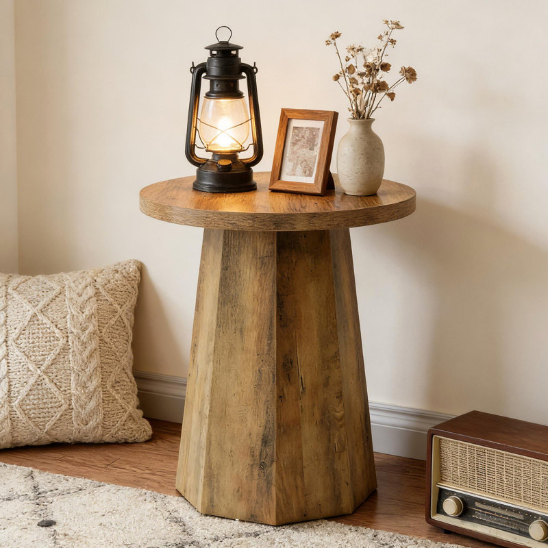 Table basse en bois, petite table de bout, table d'appoint, table de lecture ronde