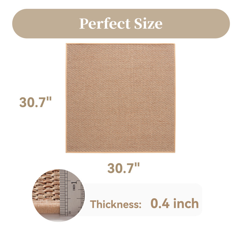 Tapis d'escalier tissés antidérapants, 1 pièce, Carré 2 pi 6 po