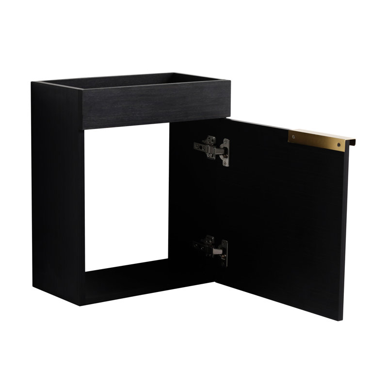 Meuble-lavabo à fermeture en douceur avec porte en céramique, porte et armoire de rangement, Noir, Or