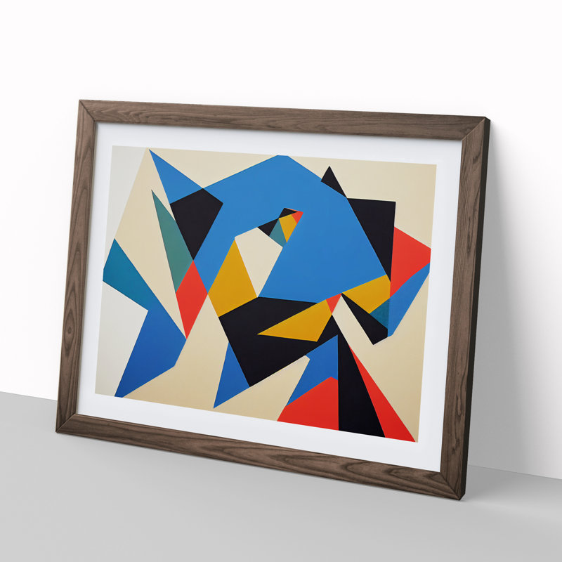 Retro Suprematism Vol.1 - Single Picture Frame Print, 46cm H x 64cm W x 2cm D, Walnut Framed