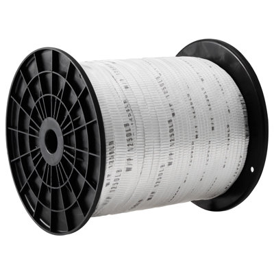Polyester Pull Tape, 1/2" x 1053' Mule Tape Flat Rope, 1250 lbf Tensile Capacity, Printed Webbing Cable Pulling Tape for Packaging, Gardening, Commercial Electrical, Conduit Work, White